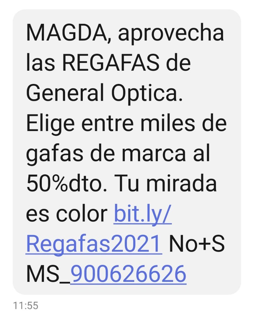 Ejemplo sms campaña rebajas