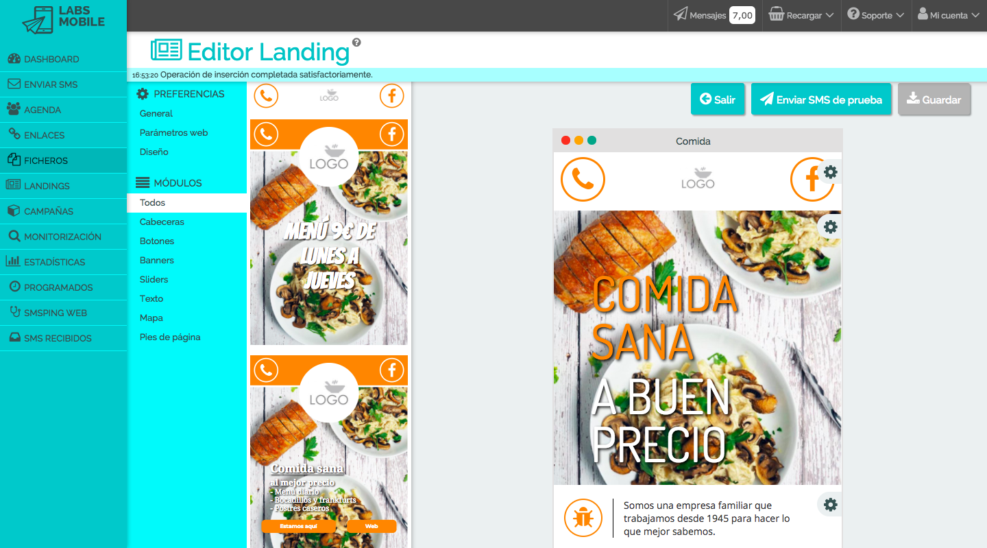Envía SMS con Landing Page.