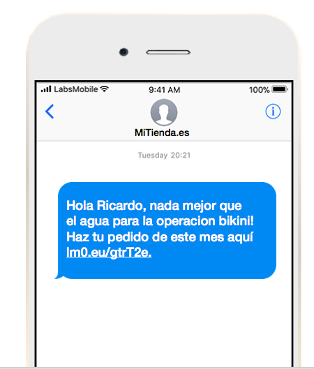 Mensajes SMS personalizados.