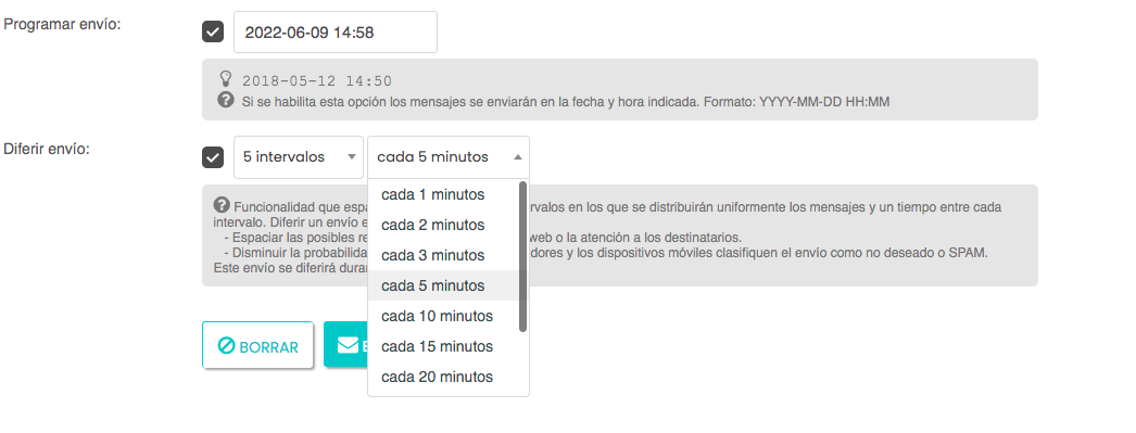 Envío en diferido