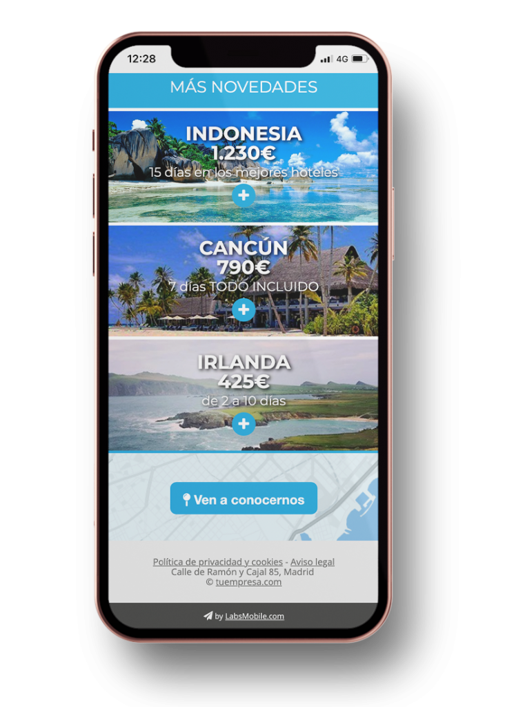 SMS Landing Turismo diseño